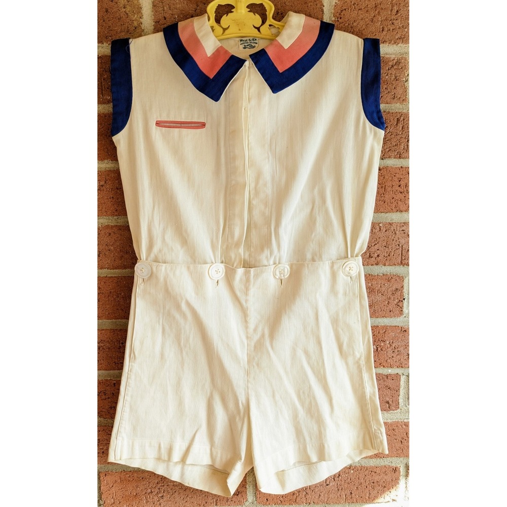 Vintage Best & Co Liliputian Bazaar Baby Toddler Button Romper Doll -Stained